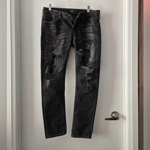 AGOLDE Chloe Distressed Skinny Jeans In Washed Black